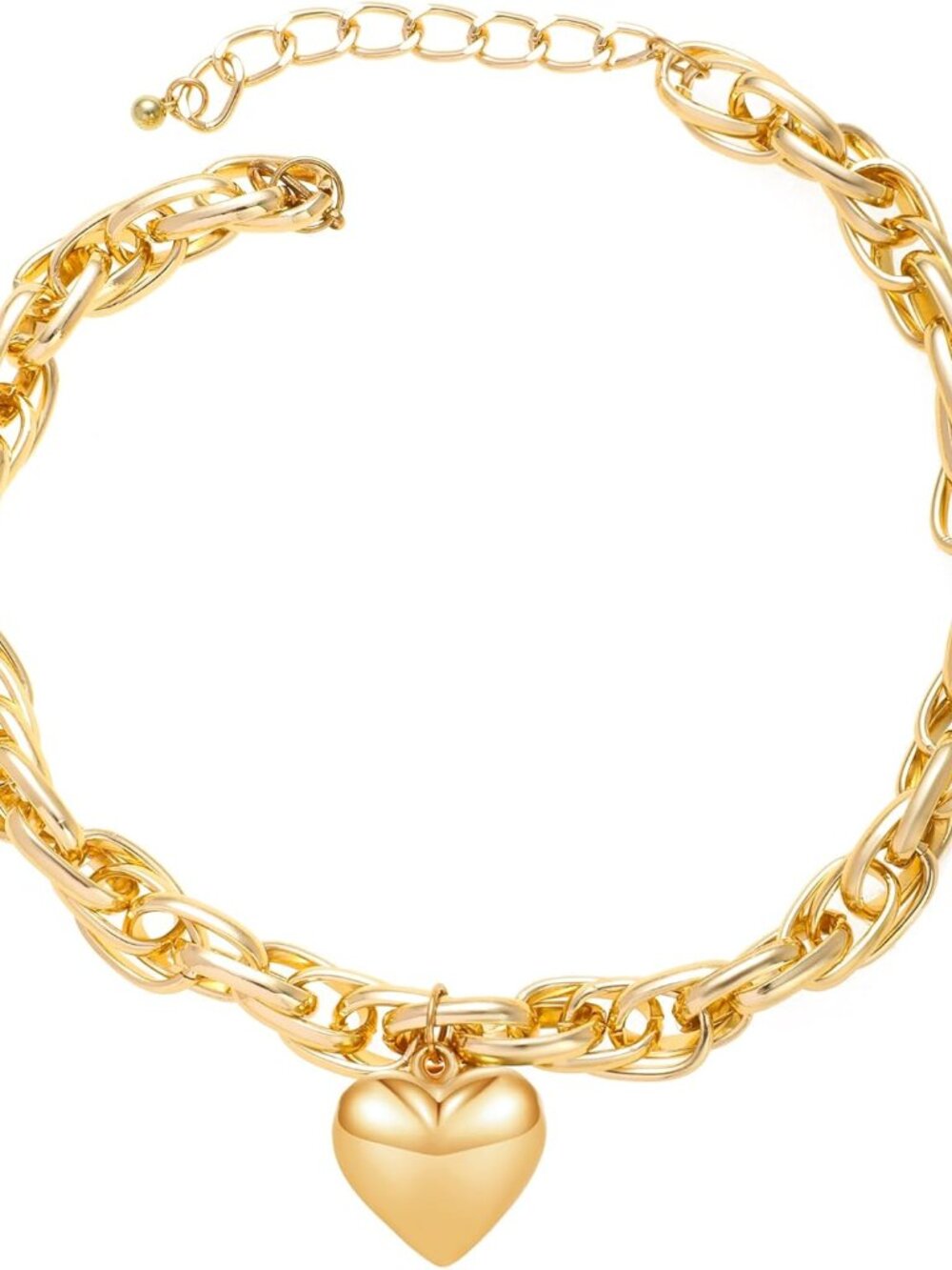 Chunky Puffy Heart Choker Necklace for Women Y2k Heart Gold Pendant Necklace Jew